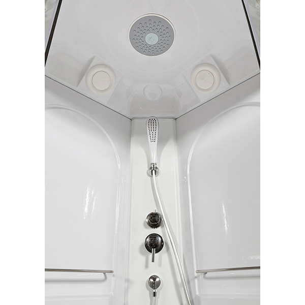 Душевая кабина Deto L610 100x100, стекло прозрачное, профиль хром матовый, с крышей - фото 1
