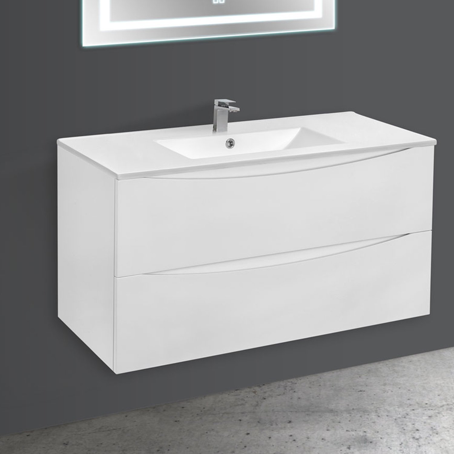 Мебель для ванной Vincea Mia 100, под фарфоровую раковину, цвет белый глянец - фото 1