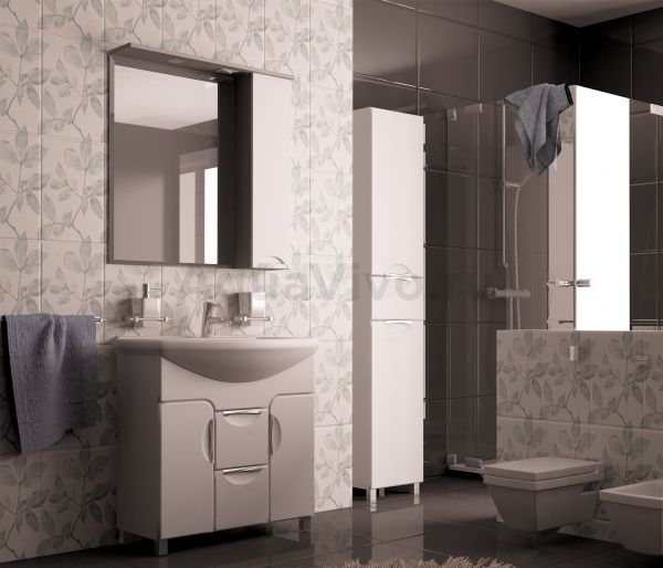 Шкаф-зеркало Mixline Кассиопея 75x82, с подсветкой, правый, цвет белый