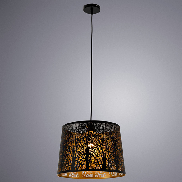 Подвесной светильник Arte Lamp Celesta A2769SP-1BK, арматура черная, плафон металл черный / золото, 35х35 см