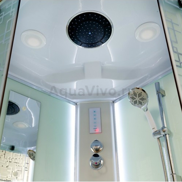 Душевая кабина Deto EM 1510 LED 100х100, стекло матовое узорчатое, профиль хром, с подсветкой и гидромассажем - фото 1