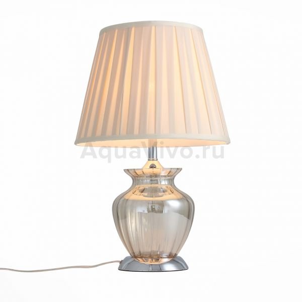 Прикроватная лампа ST Luce Assenza SL967.104.01, арматура металл / стекло, цвет хром, плафон текстиль, цвет бежевый