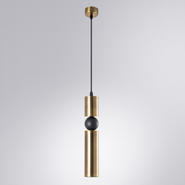 Подвесной светильник Arte Lamp Ran A3162SP-1PB, арматура медь, плафон металл / пластик черный / медь, 6х6 см - фото 1