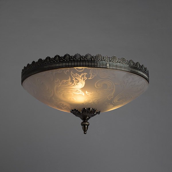 Потолочный светильник Arte Lamp Crown A4541PL-3AB, арматура бронза, плафон стекло белое, 41х41 см - фото 1