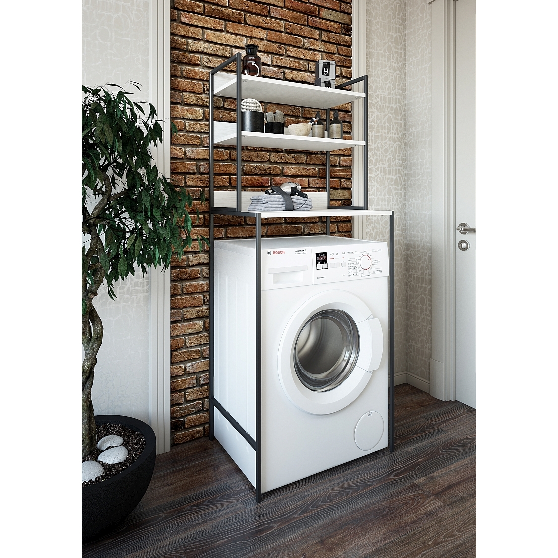 Стеллаж Sanflor 64 над стиральной машиной, цвет черный муар - фото 1