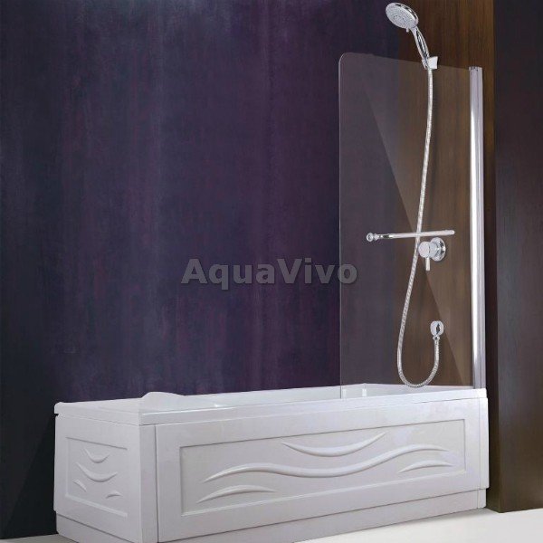 Шторка на ванну Esbano ES-1480 80х140, с полотенцедержателем, стекло прозрачное, профиль хром