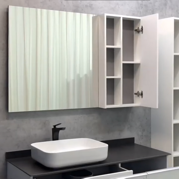 Шкаф-зеркало Comforty Милан 120, правый, цвет белый глянец