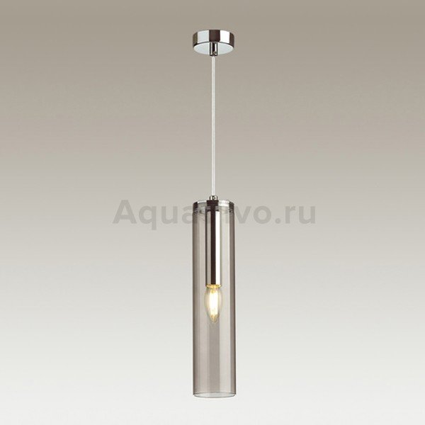 Подвесной светильник Odeon Light Klum 4694/1, арматура хром, плафон стекло дымчатое, 8х150 см - фото 1