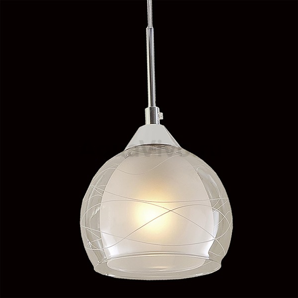 Подвесной светильник Citilux Буги CL157111, арматура хром / белый, плафон стекло белое / прозрачное, 15х15 см - фото 1