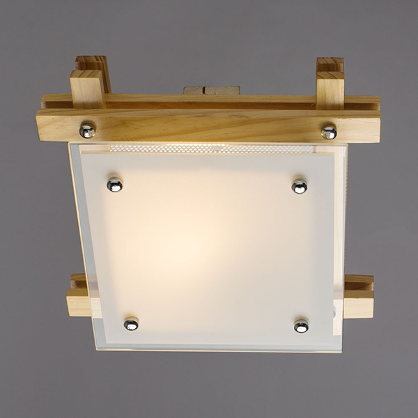 Потолочный светильник Arte Lamp Archimede A6460PL-1BR, арматура бежевая / хром, плафон стекло белое, 23х23 см - фото 1