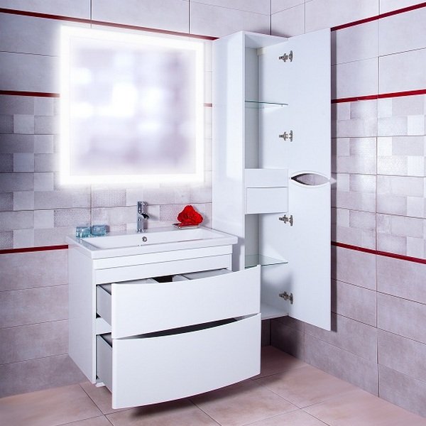Мебель для ванной Бриклаер Вега 80 подвесная, цвет белый