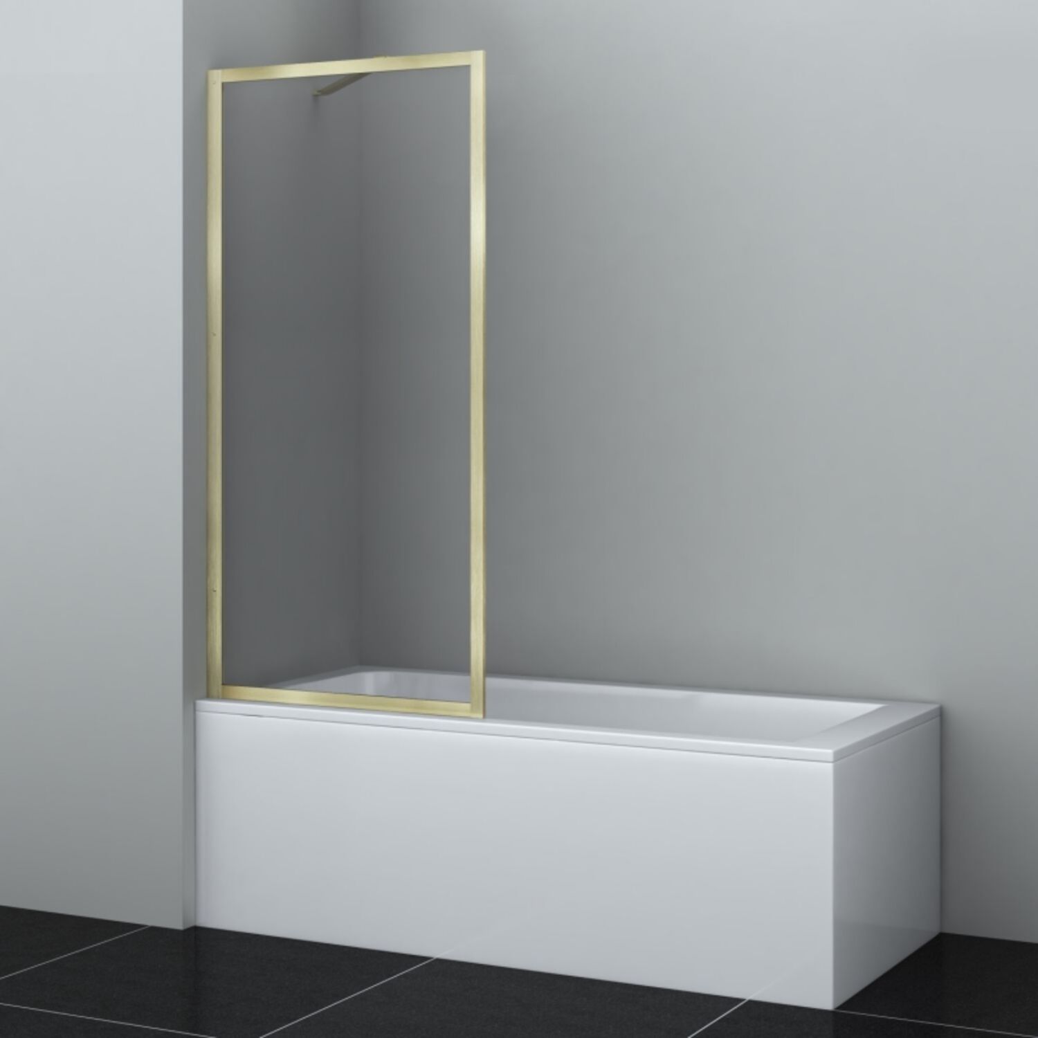 Шторка на ванну WasserKRAFT Abens 20W01-80 Brushed Gold Fixed 80x160, стекло прозрачное, профиль матовое золото