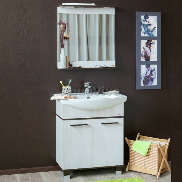 Мебель для ванной Sanflor Толедо 75, цвет Венге/Северное дерево светлое