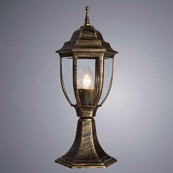 Наземный светильник Arte Lamp Pegasus A3151FN-1BN, арматура золото / черная, плафон стекло прозрачное, 16х16 см - фото 1