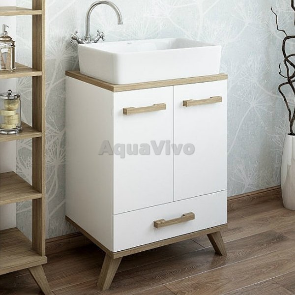 Мебель для ванной Sanflor Ингрид 60, под раковину Олимпия 56, цвет белый матовый / вяз швейцарский - фото 1
