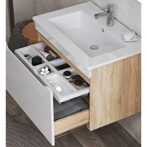 Мебель для ванной Vigo Grani 60, 1 ящик, цвет белый / дуб сонома