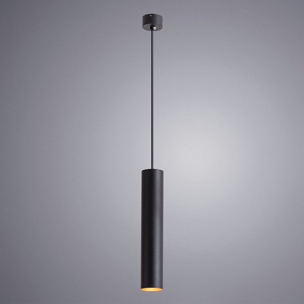 Подвесной светильник Arte Lamp Torre A1530SP-1BK, арматура черная, плафон металл черный / золото, 6х6 см