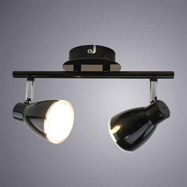 Спот Arte Lamp Gioved A6008PL-2BK, арматура хром / черная, плафоны металл черный, 27х10 см - фото 1