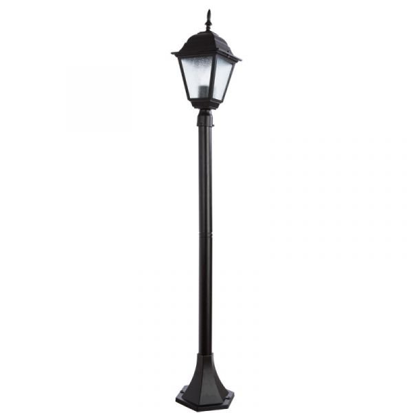 Наземный светильник Arte Lamp Bremen A1016PA-1BK, арматура черная, плафон стекло прозрачное, 15х15 см