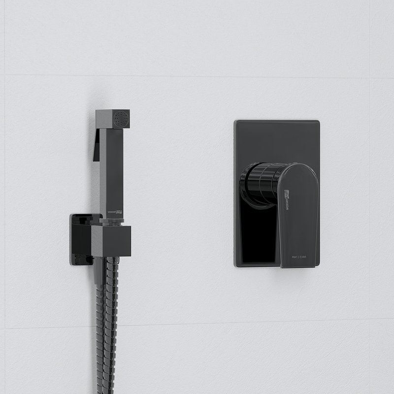 Гигиенический душ WasserKRAFT A66096, со встраиваемым смесителем, цвет черный - фото 1