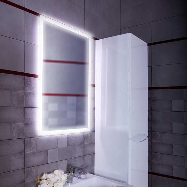 Зеркало Бриклаер Вега 55x80, с подсветкой и часами - фото 1