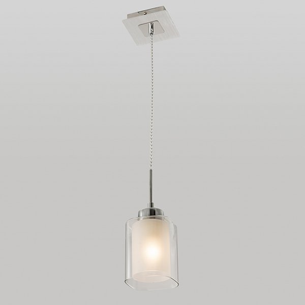 Подвесной светильник Citilux Риволи CL104110, арматура алюминий, плафон стекло прозрачное / белое, 11х11 см