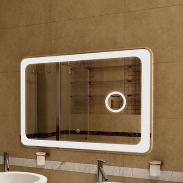 Зеркало Art & Max Latina 100x80, с подсветкой и диммером, 3-х кратным увеличением справа