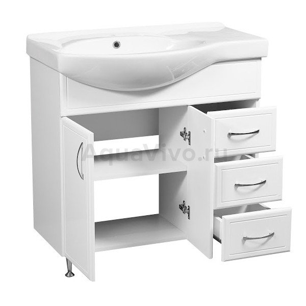 Мебель для ванной Stella Polar Концепт 80, напольная, цвет белый, правая - фото 1