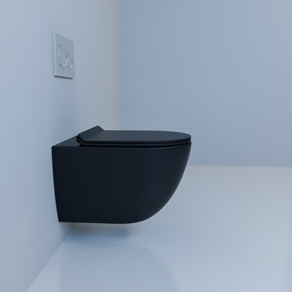 Унитаз Esbano Fortex Matt Black подвесной, безободковый, с сиденьем микролифт, цвет черный матовый - фото 1