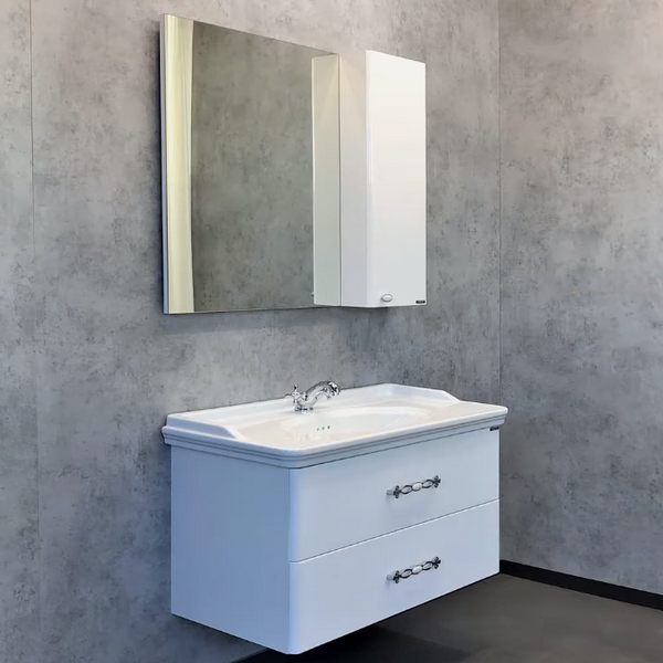 Шкаф-зеркало Comforty Неаполь 100, цвет белый глянец