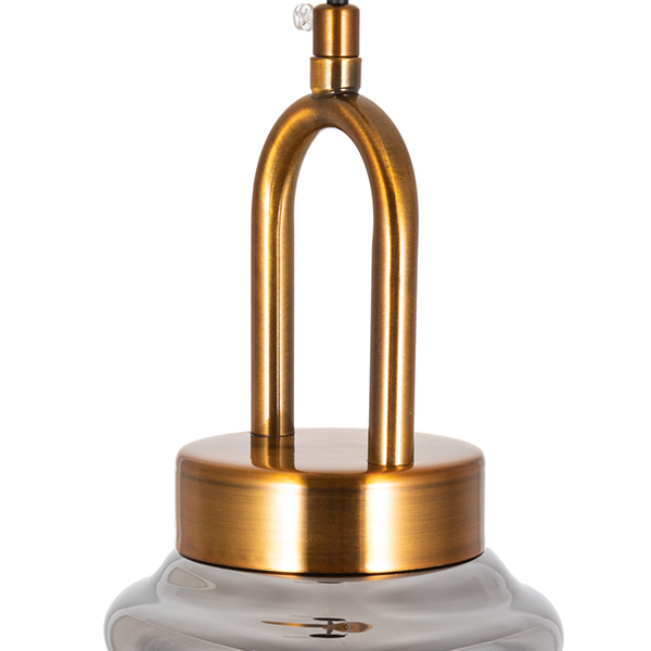 Подвесной светильник Arte Lamp Bell A1992SP-1PB, арматура черная / медь, плафон стекло дымчатое, 29х29 см - фото 1