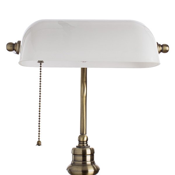 Интерьерная настольная лампа Arte Lamp Banker A2493LT-1AB, арматура бронза, плафон стекло белое, 27х26 см