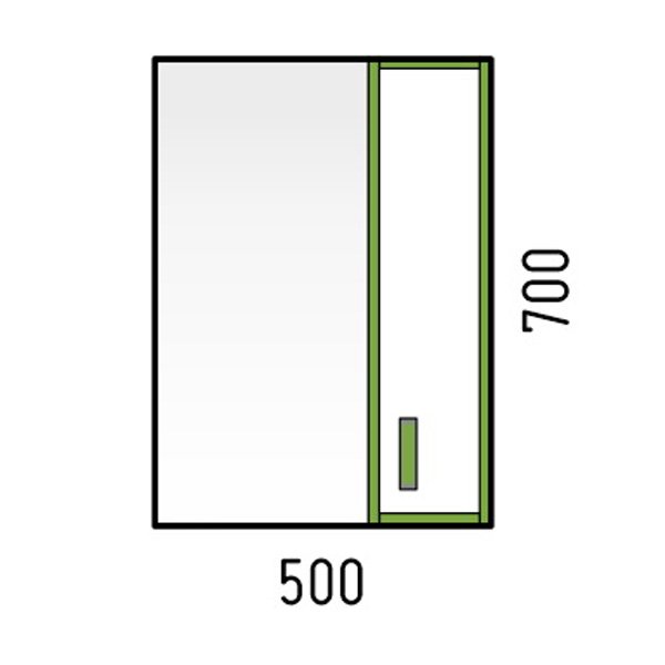 Шкаф-зеркало Corozo Спектр 50, правый, цвет белый / зеленый - фото 1