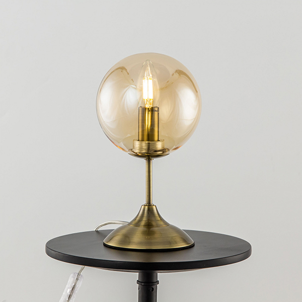 Настольная лампа Citilux Томми CL102813, арматура бронза, плафон стекло бежевое, 15х15 см