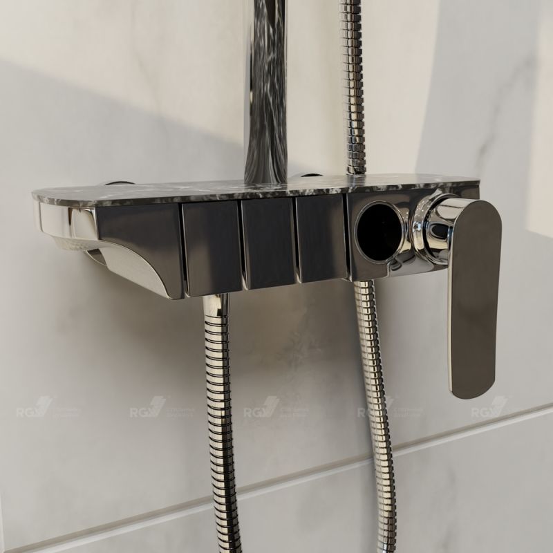 Душевая стойка RGW Shower Panels SP-33, с верхним душем, смесителем, цвет хром