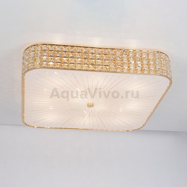 Потолочный светильник Citilux Портал CL324202, арматура золото, плафон стекло / хрусталь прозрачный, 61х61 см