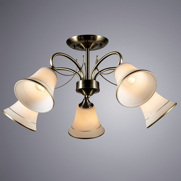 Подвесная люстра Arte Lamp Blossom A2709PL-5AB, арматура бронза, плафоны стекло белое, 65х65 см