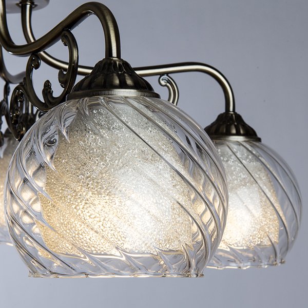 Потолочная люстра Arte Lamp Charlotte A7062PL-5AB, арматура бронза, плафоны стекло прозрачное, 60х60 см