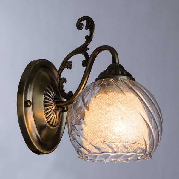 Бра Arte Lamp Charlotte A7062AP-1AB, арматура бронза, плафон стекло прозрачное, 14х23 см - фото 1