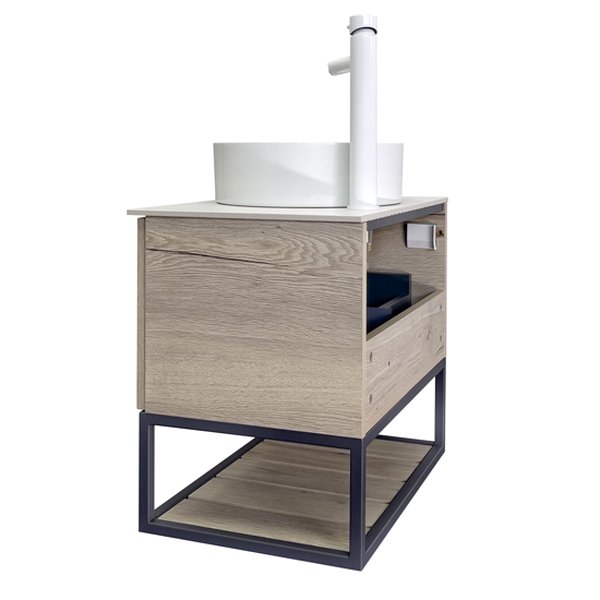 Мебель для ванной Comforty Порто 60, с белой столешницей и раковиной Comforty 9111, цвет дуб дымчатый - фото 1
