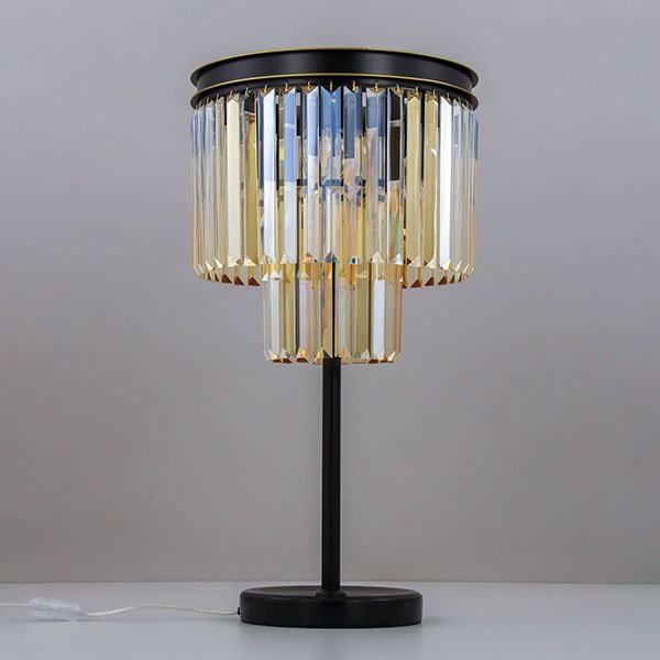 Настольная лампа Citilux Мартин CL332862, арматура коричневая, плафон хрусталь бежевый, 36х36 см