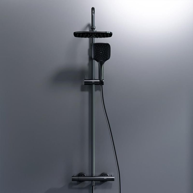 Душевая стойка Damixa Option DX218092300, с верхним душем, термостатическим смесителем, цвет черный - фото 1
