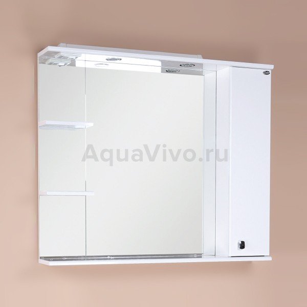 Шкаф-зеркало Оника Эльбрус 100.02, правый, с подсветкой, цвет белый