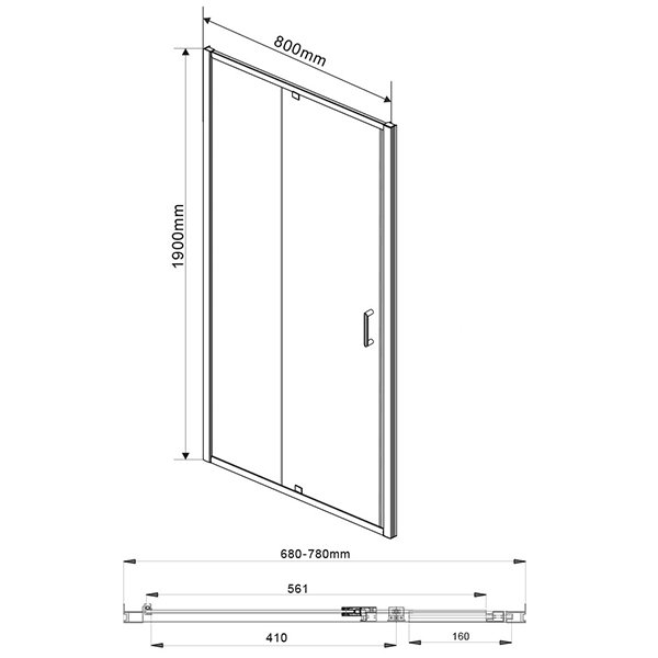 Душевая дверь Vincea Intra VDP-1I 70 / 80x190, стекло шиншилла, профиль хром