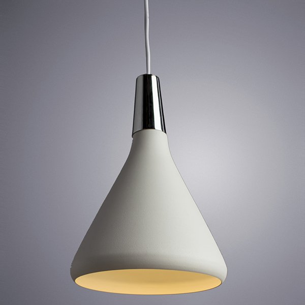 Подвесной светильник Arte Lamp Ciclone A9154SP-1WH, арматура белая / хром, плафон металл белый, 18х18 см - фото 1