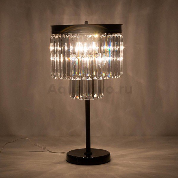 Интерьерная настольная лампа Citilux Мартин CL332861, арматура венге, плафон хрусталь прозрачный, 36х36 см