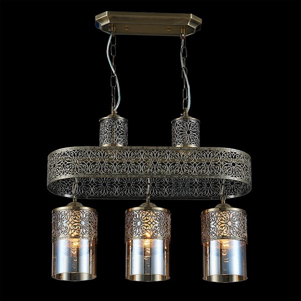 Подвесной светильник Citilux Эмир CL467233, арматура бронза, плафоны стекло бежевое, 56х20 см
