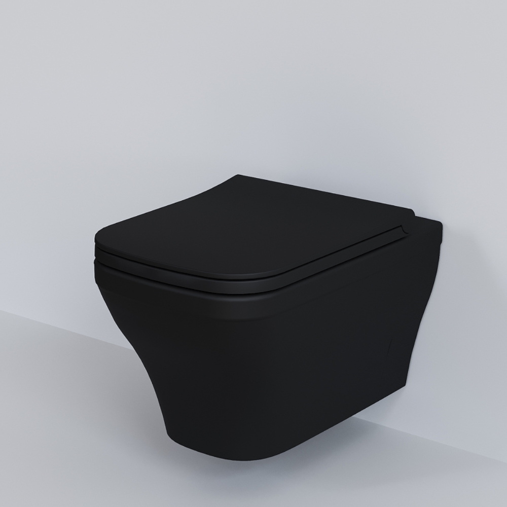 Унитаз Ambassador Benefit 203T20201R-202T20201S подвесной, безободковый, с сиденьем микролифт, цвет черный матовый - фото 1