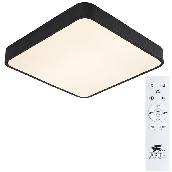 Потолочный светильник Arte Lamp Scena A2663PL-1BK, арматура черная, плафон пластик белый, 40х40 см - фото 1