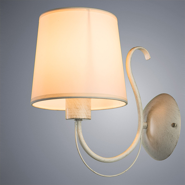Бра Arte Lamp Orlean A9310AP-1WG, арматура золото / белая, плафон ткань белая, 16х26 см